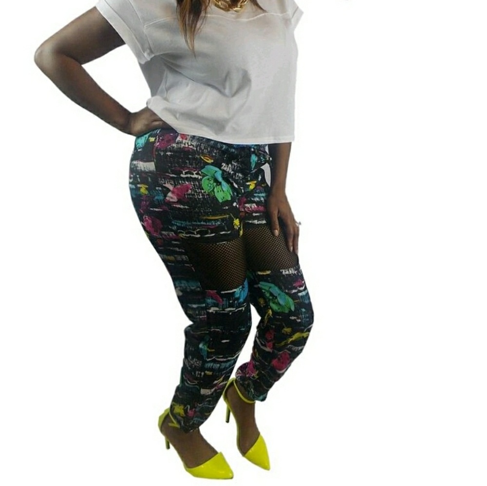Joggers with mesh cutouts